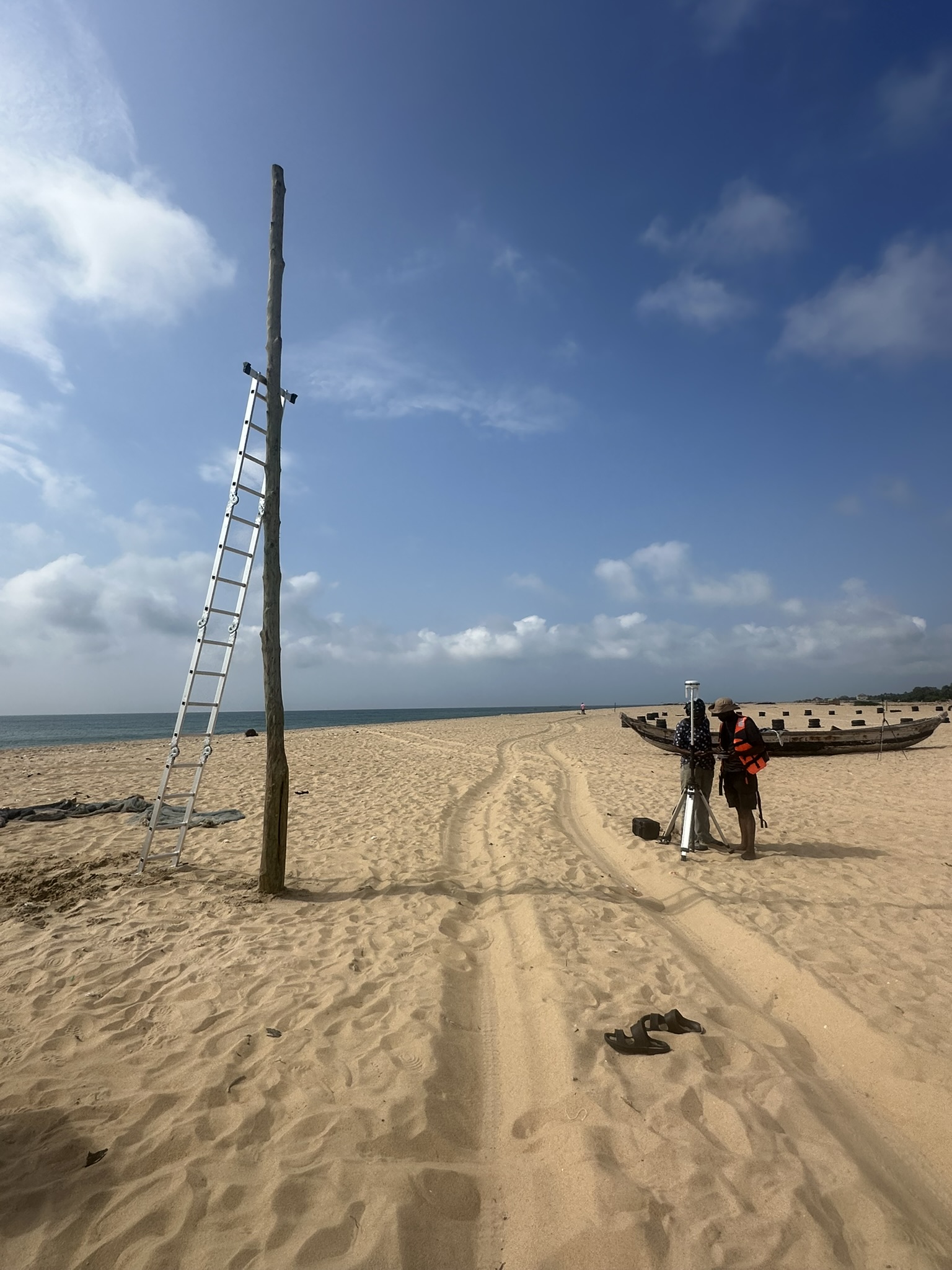 Field survey equipment on the Ghanaian coast