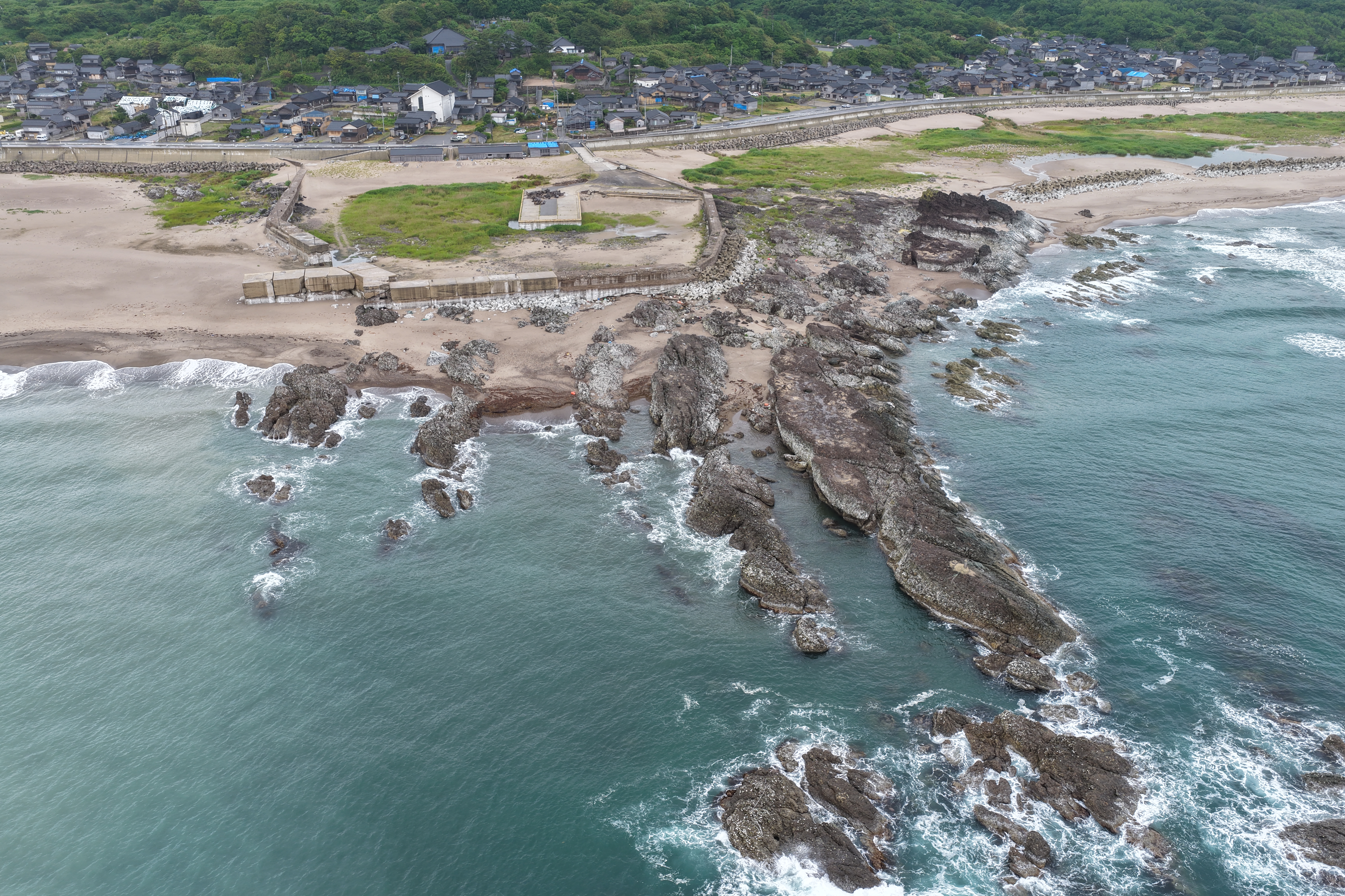 Kuroshima Fishing Port disabled by ground uplift after the Noto Peninsula earthquake