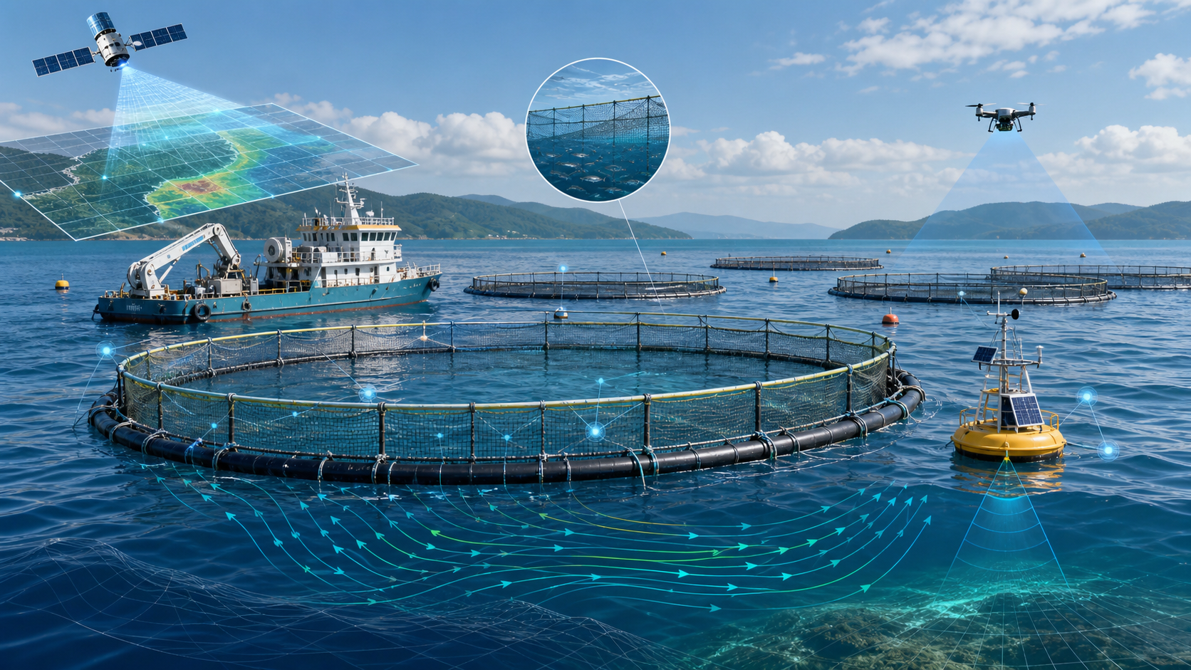 Smart offshore aquaculture monitoring and hydrodynamic analysis
