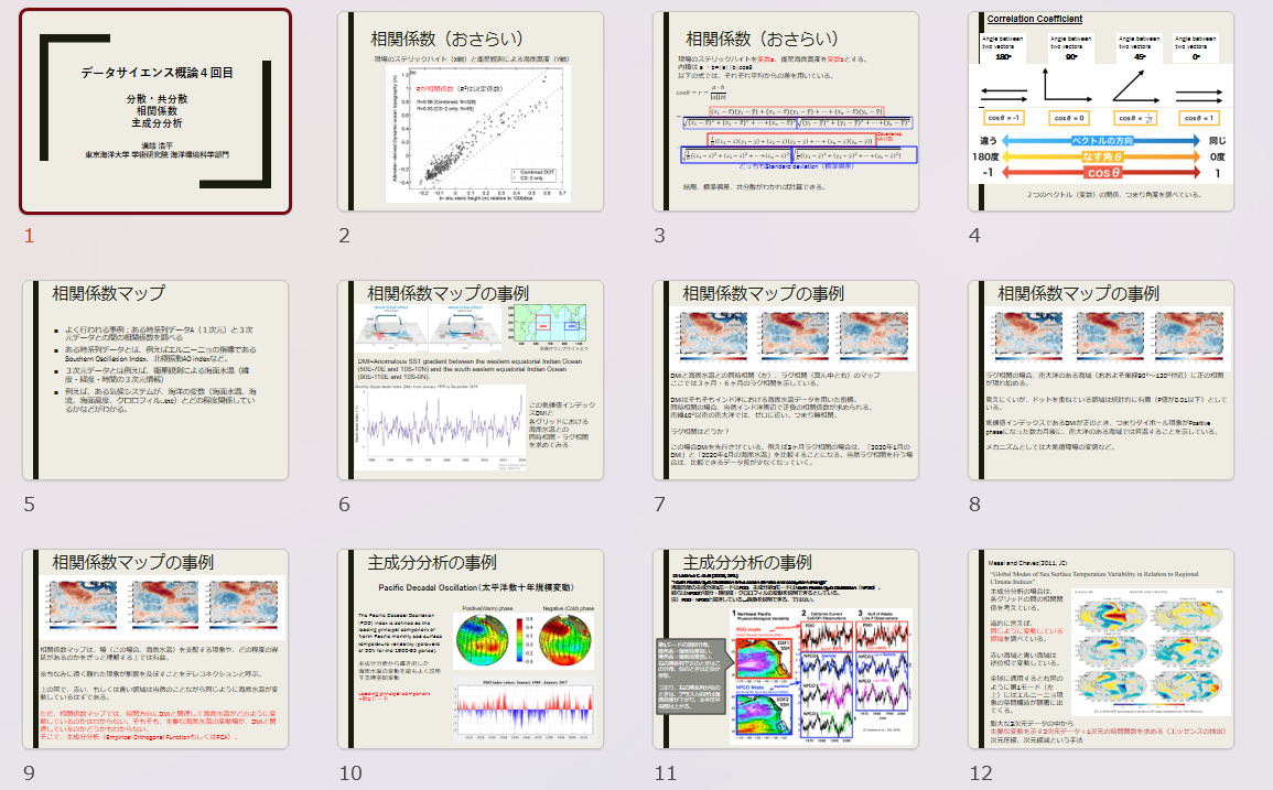 EOF と主成分分析のスライド