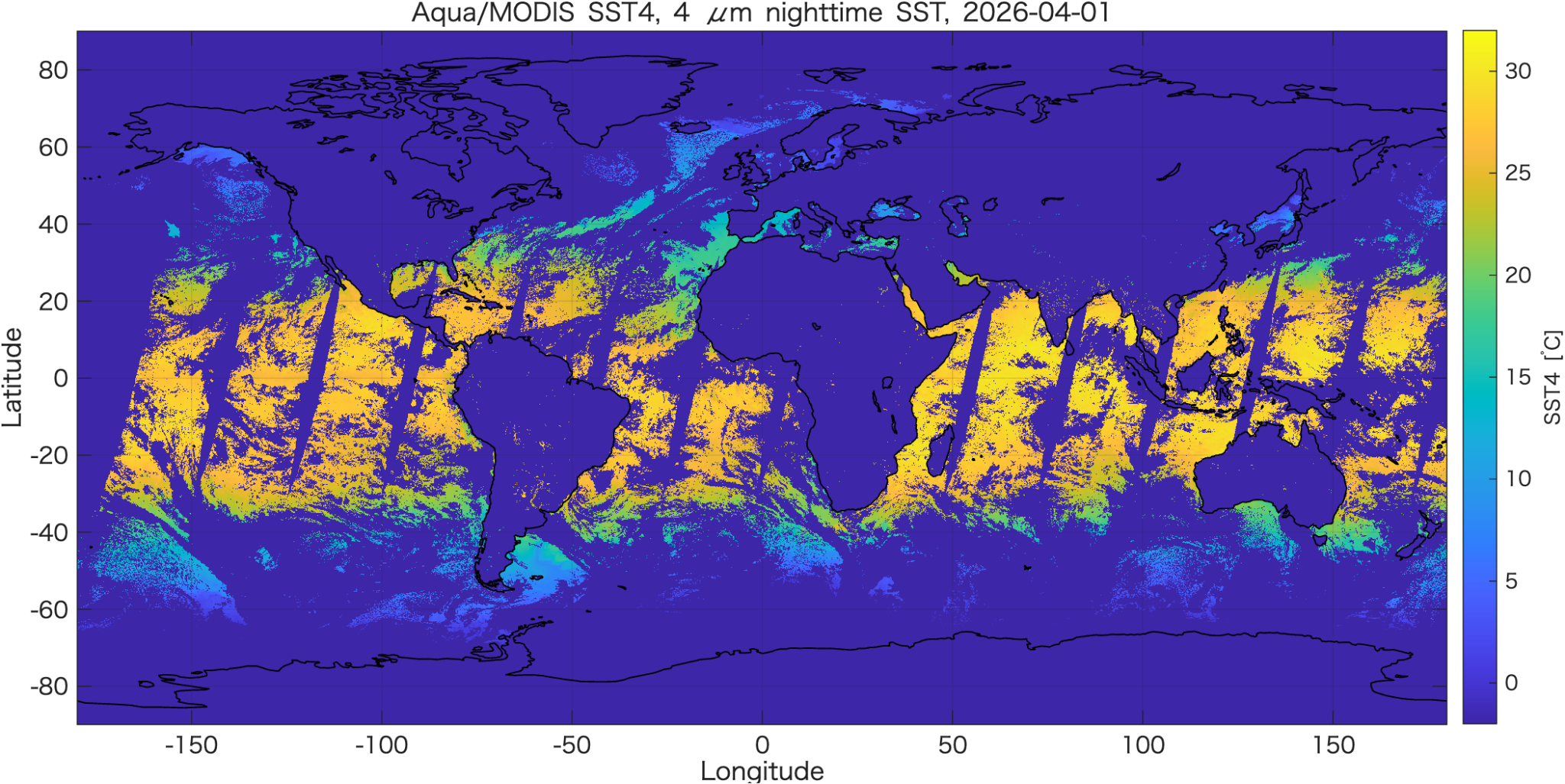 MODIS SST4 global
