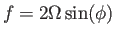 $f=2\Omega \sin(\phi)$